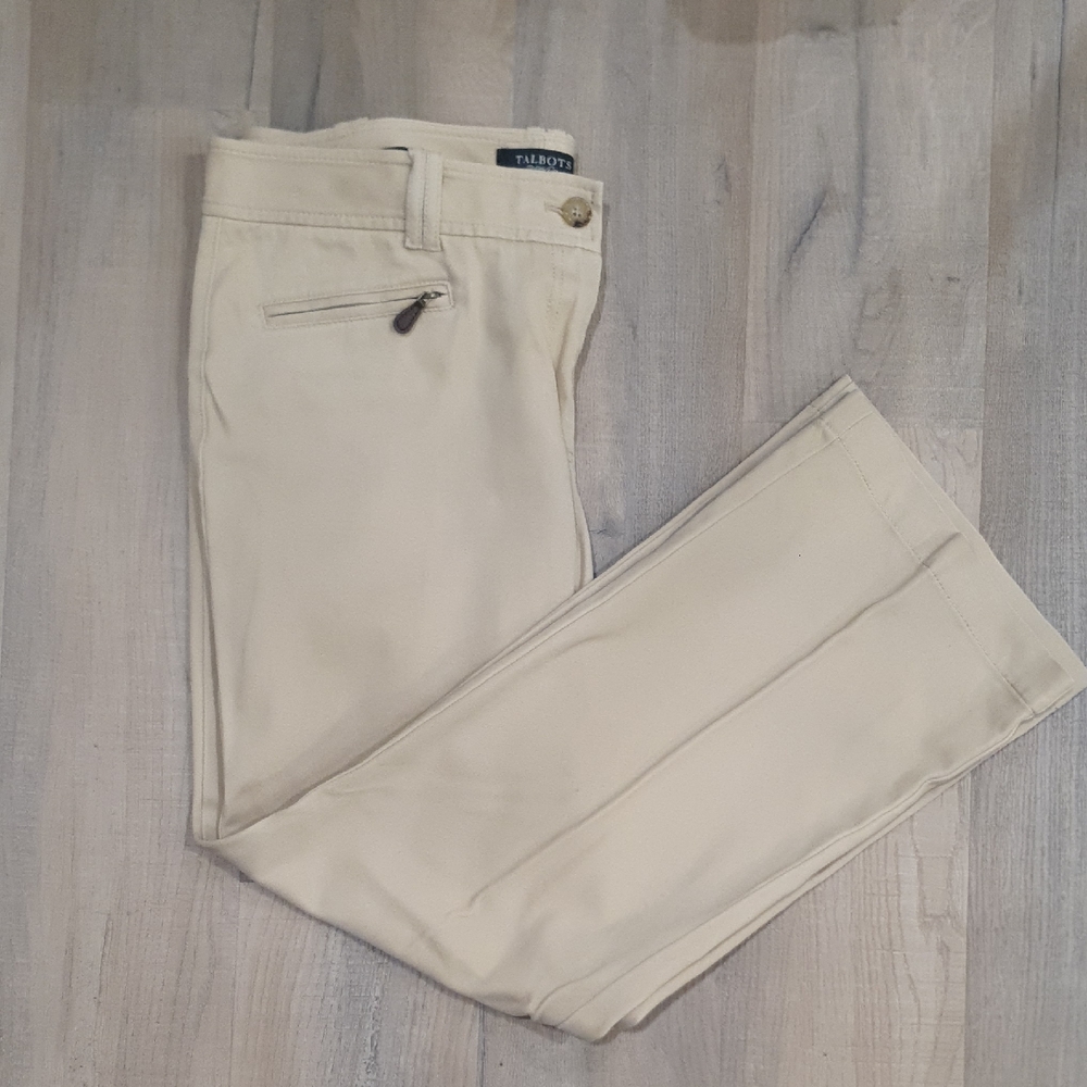 Talbots Light Beige Trousers with Zip Detail Size 14p